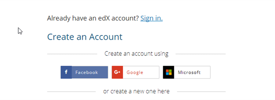 Create account using Facebook, Google or Microsoft account