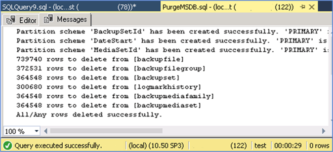 Purge with partitions - Description: Purge with partitions