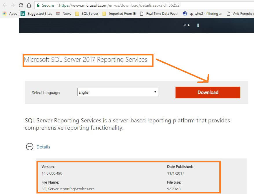 SQL Server Reporting Services Download Page