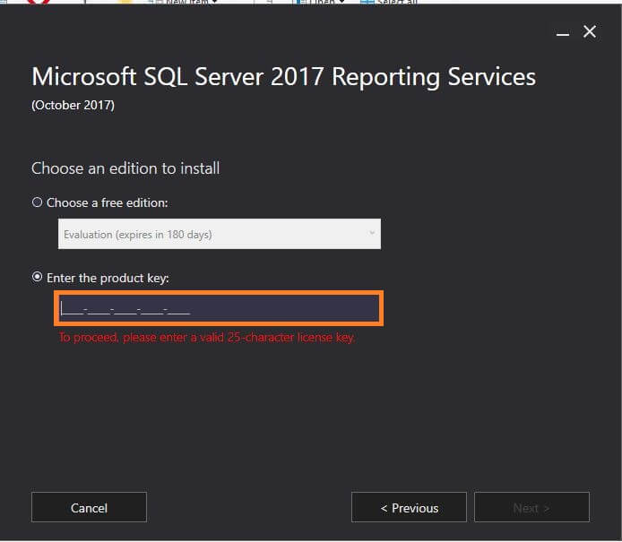 SQL Server Reporting Services Product key