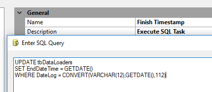 Finish timestamp in SSIS
