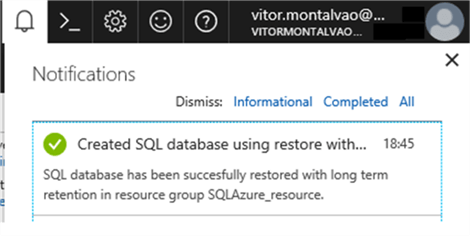 Azure database restored notification - Description: Azure database restored notification