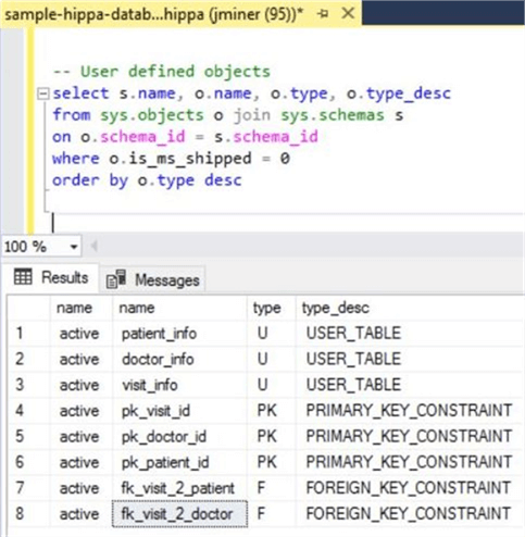 Query - user defined database objects - Description: Use the system catalog views to list objects.