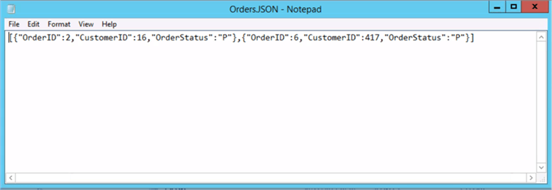 Orders JSON File - Description: Orders JSON File