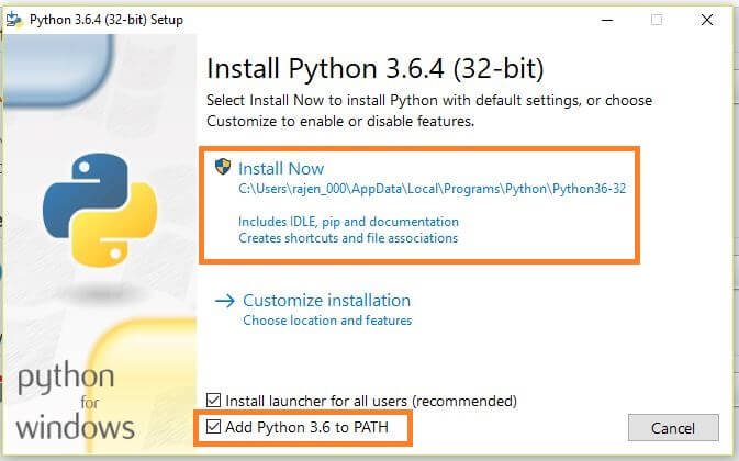 Python Installation launch screen