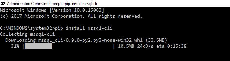 MSSQL-cli installation progress