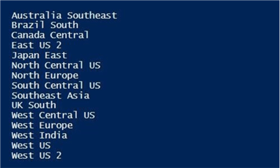 Choosing a data center - Description: The Get-AzureRmResourceProvider cmdlet lists all locations with a service.