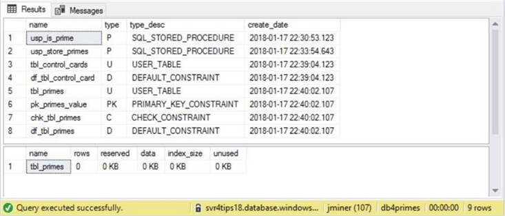 SQLDB Alerting - Table objects - Description: The following tables, constraints and stored procedures make up the database model.