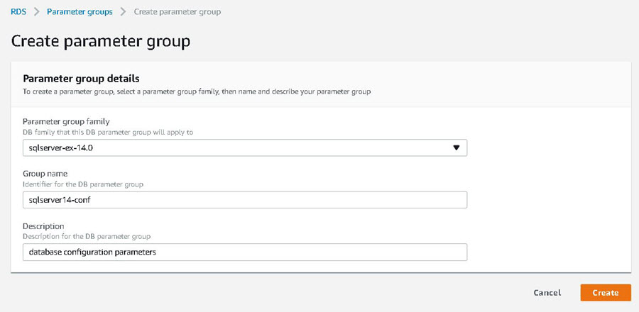 rds create parameter group