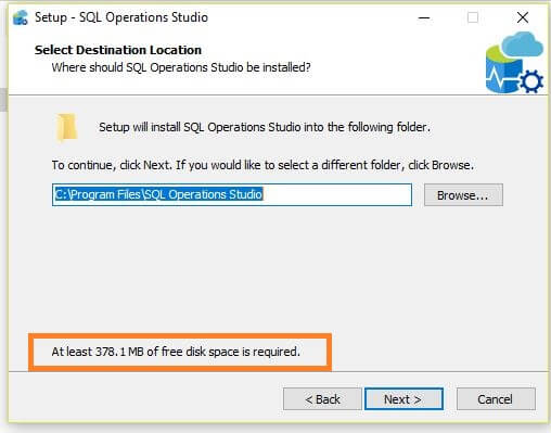 Microsoft SQL Operations Studio Installation location