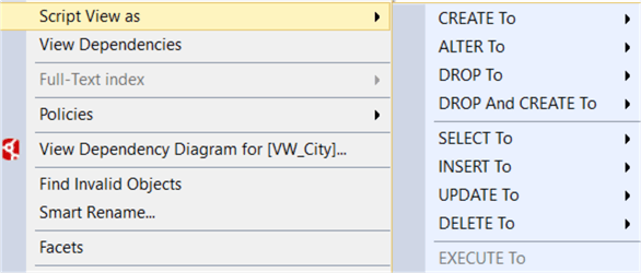 no create or alter in SSMS