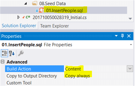 SQL file properties