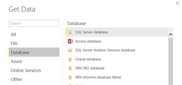 import from SQL Server