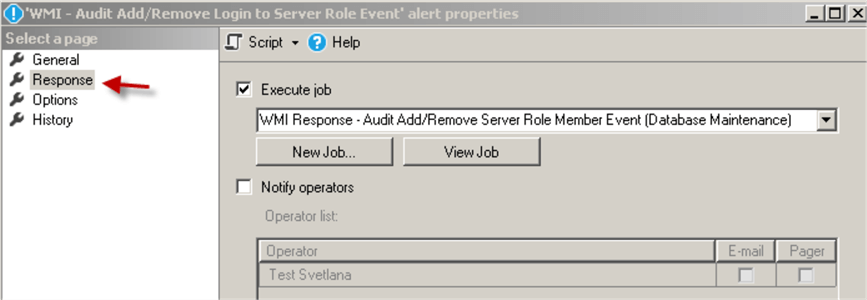 Alert to Respond to the Server Roles Add/Remove Logins Events - response