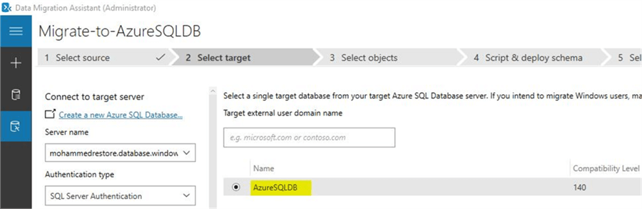 Sample Azure DB connected