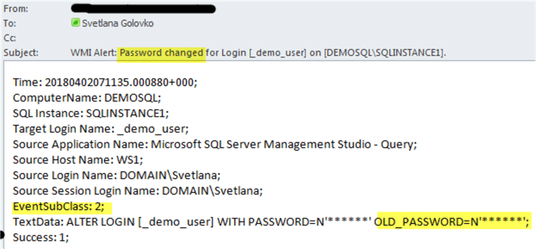 Password change email