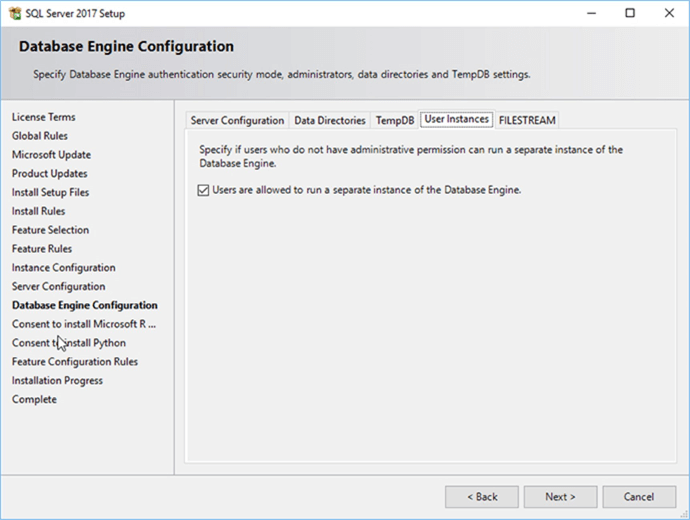 Screen Capture 15 - Description: Configuring User Instances.