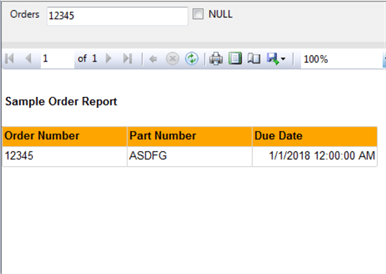 sample order report