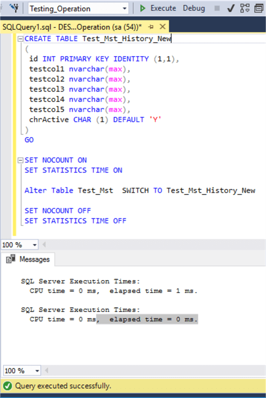 Use SWITH command in SQL Server