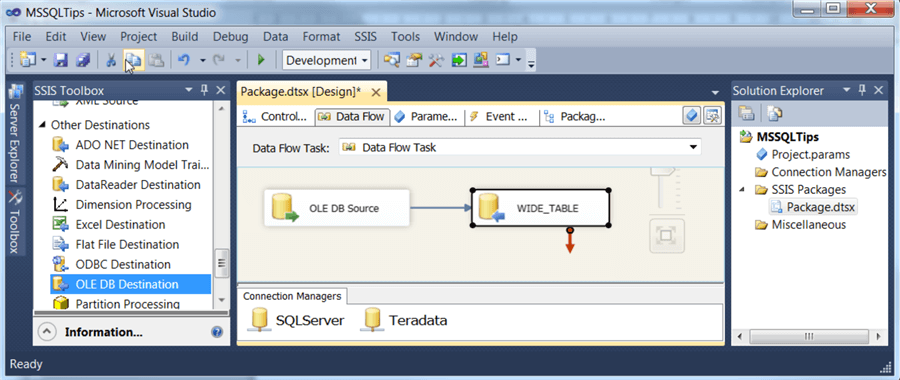 Executing the SSIS Package to load data from source to destination