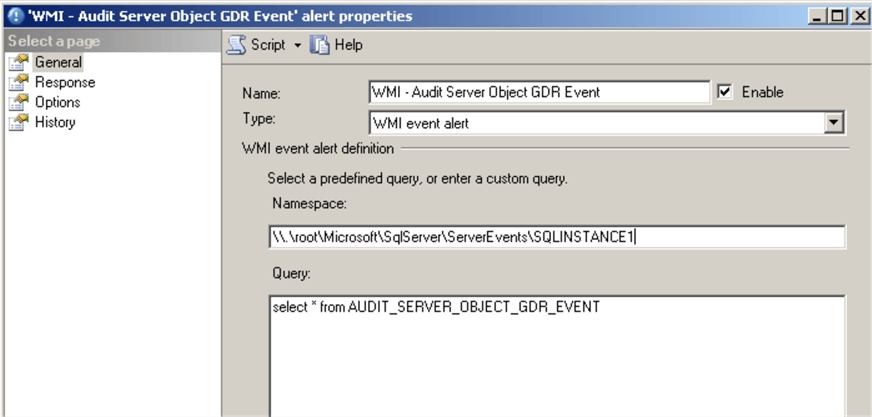 Server objects permissions change - WMI alert 