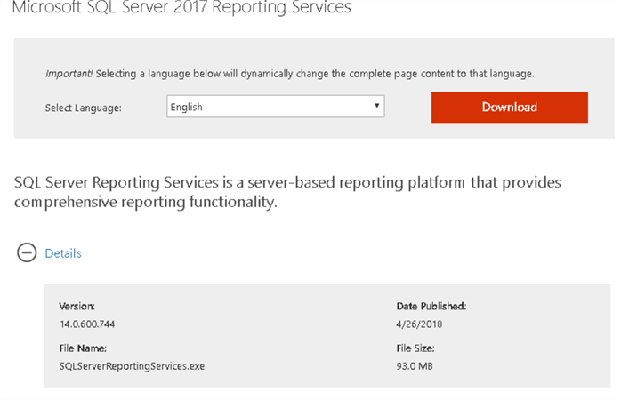 SQL Server Reporting Services 2017 download 