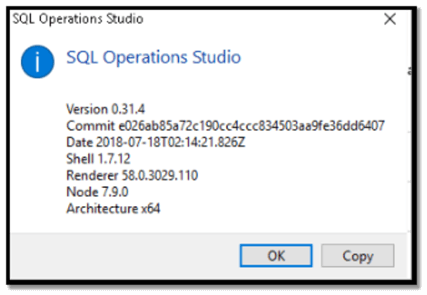 Image 1: SQL Operation Studio Version