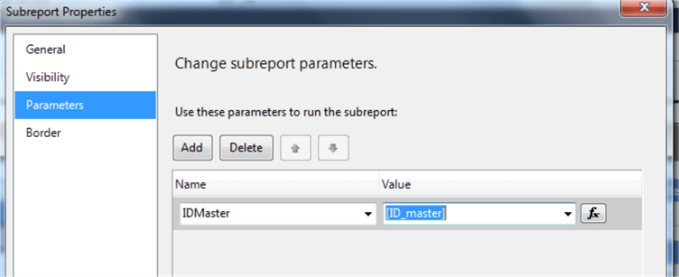 subreport parameter configuration