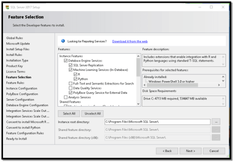 sql developer edition install feature selection