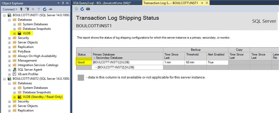 log shipping status