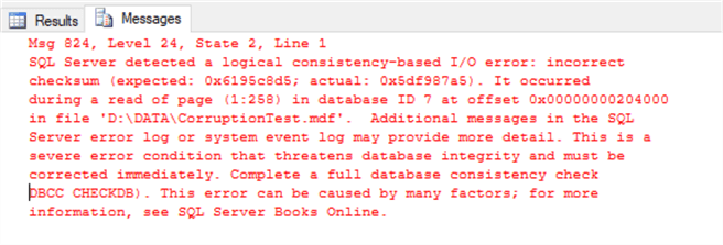 sql server physical locatoin formatter error