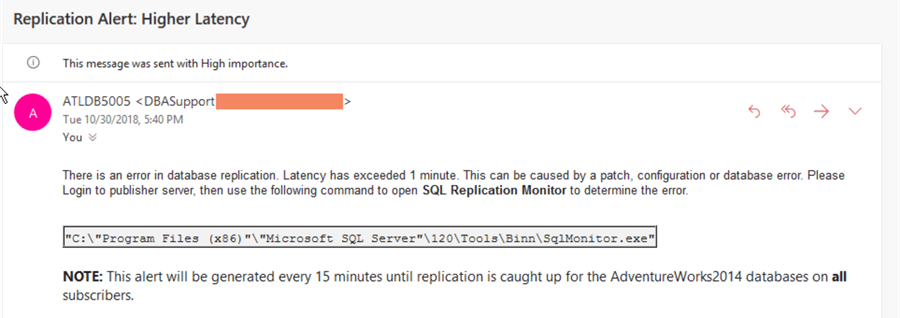 replication latency issue email