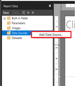 report builder add data source