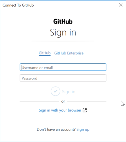GitHub Login page to supply credentials