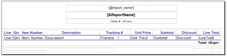 The screenshot shows the design view of the report.
