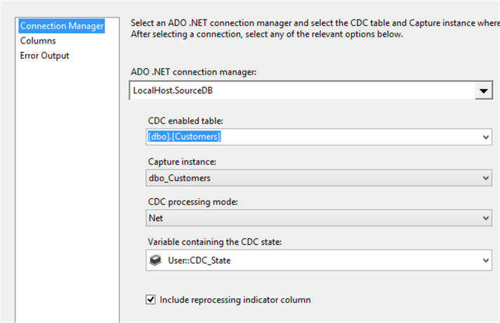 CDC source is configured
