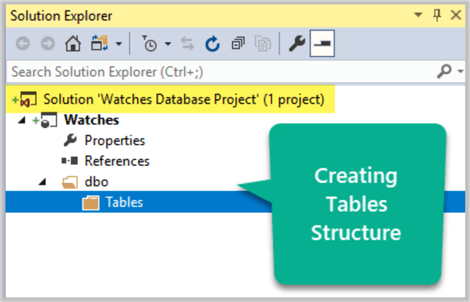 Creating Tables structure (folder) under dbo.