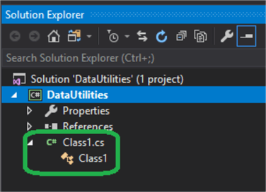 Open the Class1 in Solution Explorer