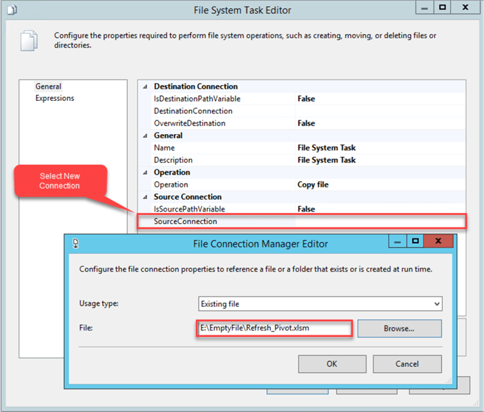 SSIS File Connection Manager Editor