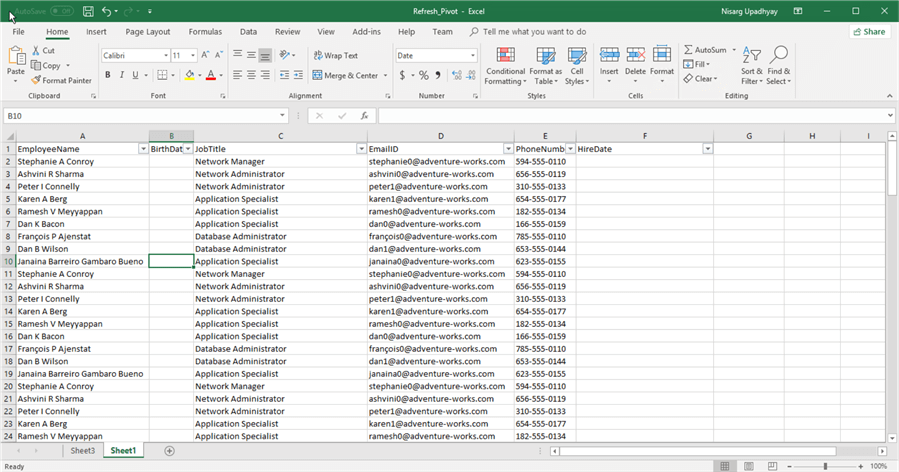 Refreshed Excel File