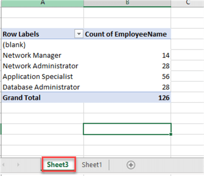 Updated Excel Pivot Table