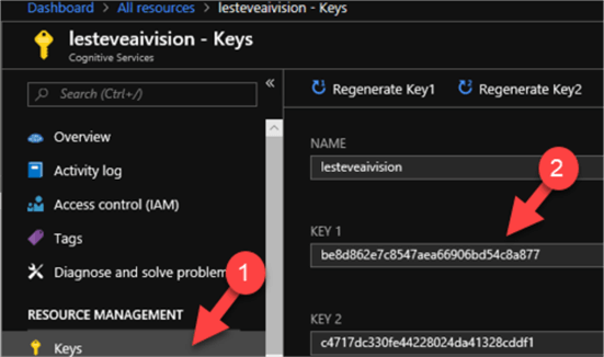 MSSQLTip9_VisionAPIKey&#xA;&#xA;Steps required to copy Vision API key from Azure portal.