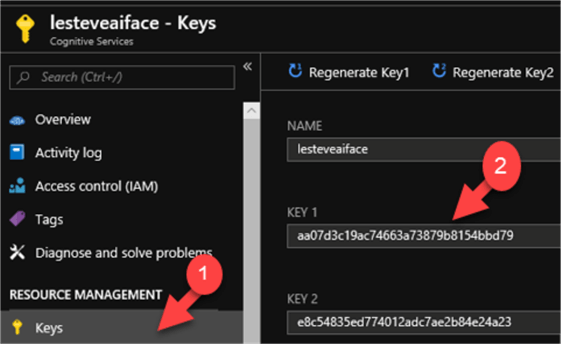 Step get a Face API key in Azure Portal