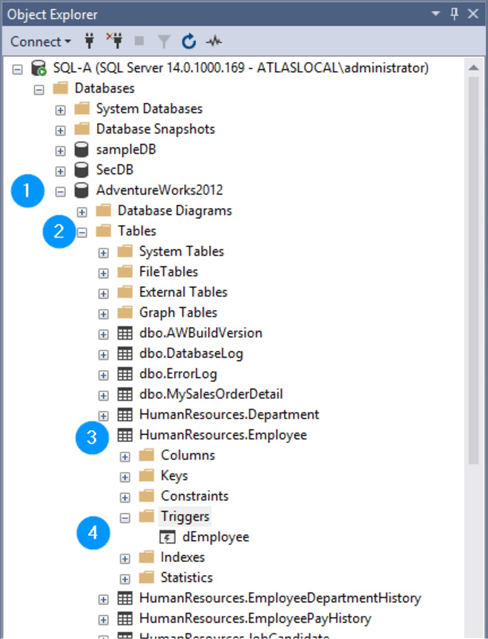 This are the steps to find table scoped triggers in SSMS.