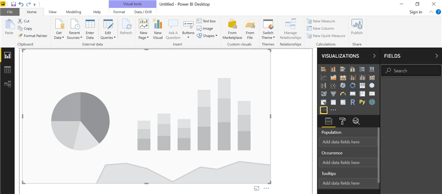 Funnel plot visualization in reports layout in Power BI Desktop.