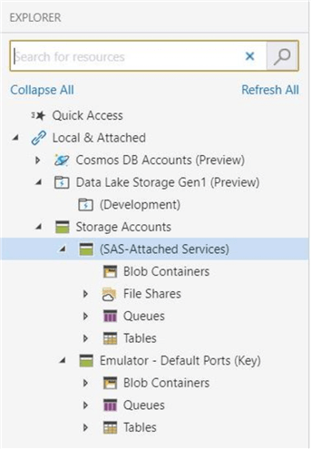 Azure Storage Explorer - Dilbert Account - This account can not see any of the storage objects.