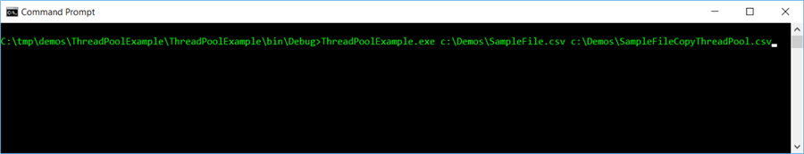 Running the ThreadPool example .NET Console App.