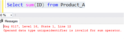 Unable to SUM GUIDs in SQL Server - results in an error