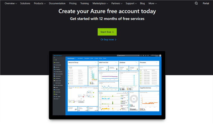 Azure Start Free Page