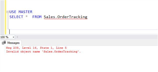 Try to execute query in Master database